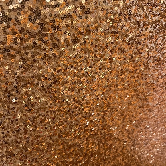 Badgley Mischka,Sequin Cowl Back Gown, rose gold, short sleeves, concealed zip. - Picture 10 of 15